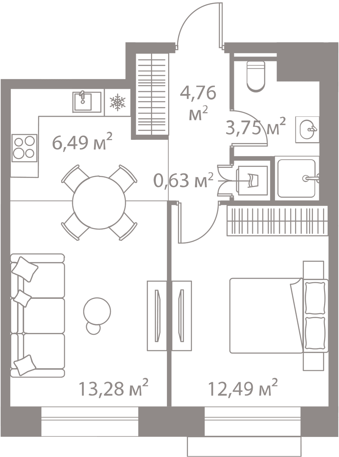 1-комнатная, 41,41 м² — 23 921 837 ₽