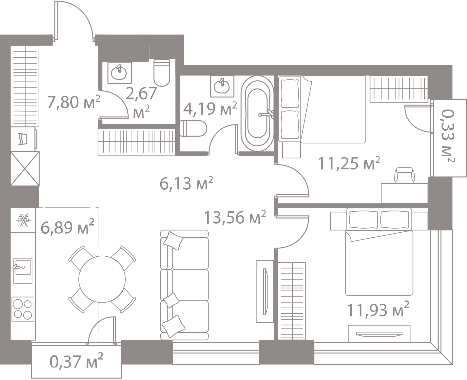 3-комнатная, 65,12 м² — 32 514 416 ₽