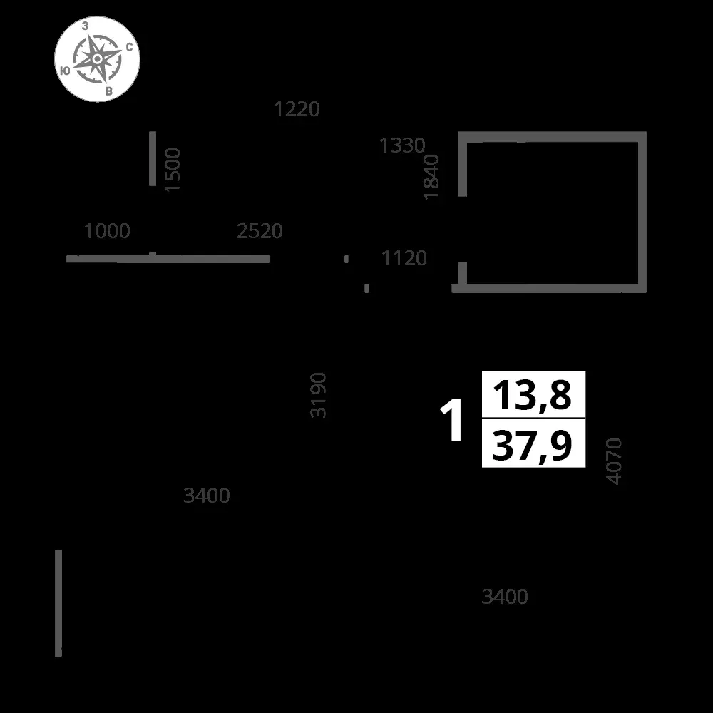 1-комнатная, 37,9 м² — 11 858 133 ₽