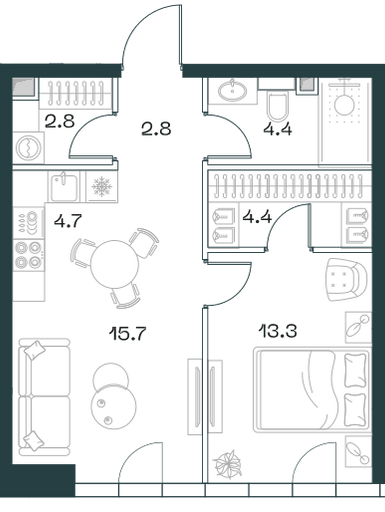 2-комнатная, 48,1 м² — 67 253 420 ₽