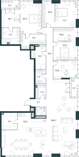 6-комнатная, 282,8 м² — 490 177 240 ₽