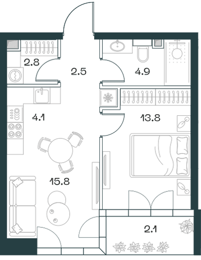 2-комнатная, 46 м² — 53 751 000 ₽