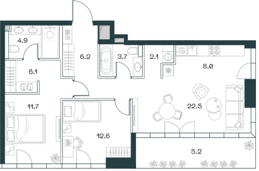 3-комнатная, 83 м² — 90 934 800 ₽