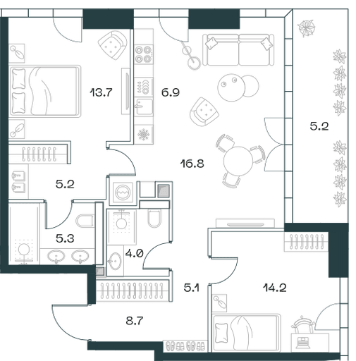 3-комнатная, 86 м² — 104 636 200 ₽