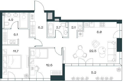 3-комнатная, 83 м² — 94 777 700 ₽