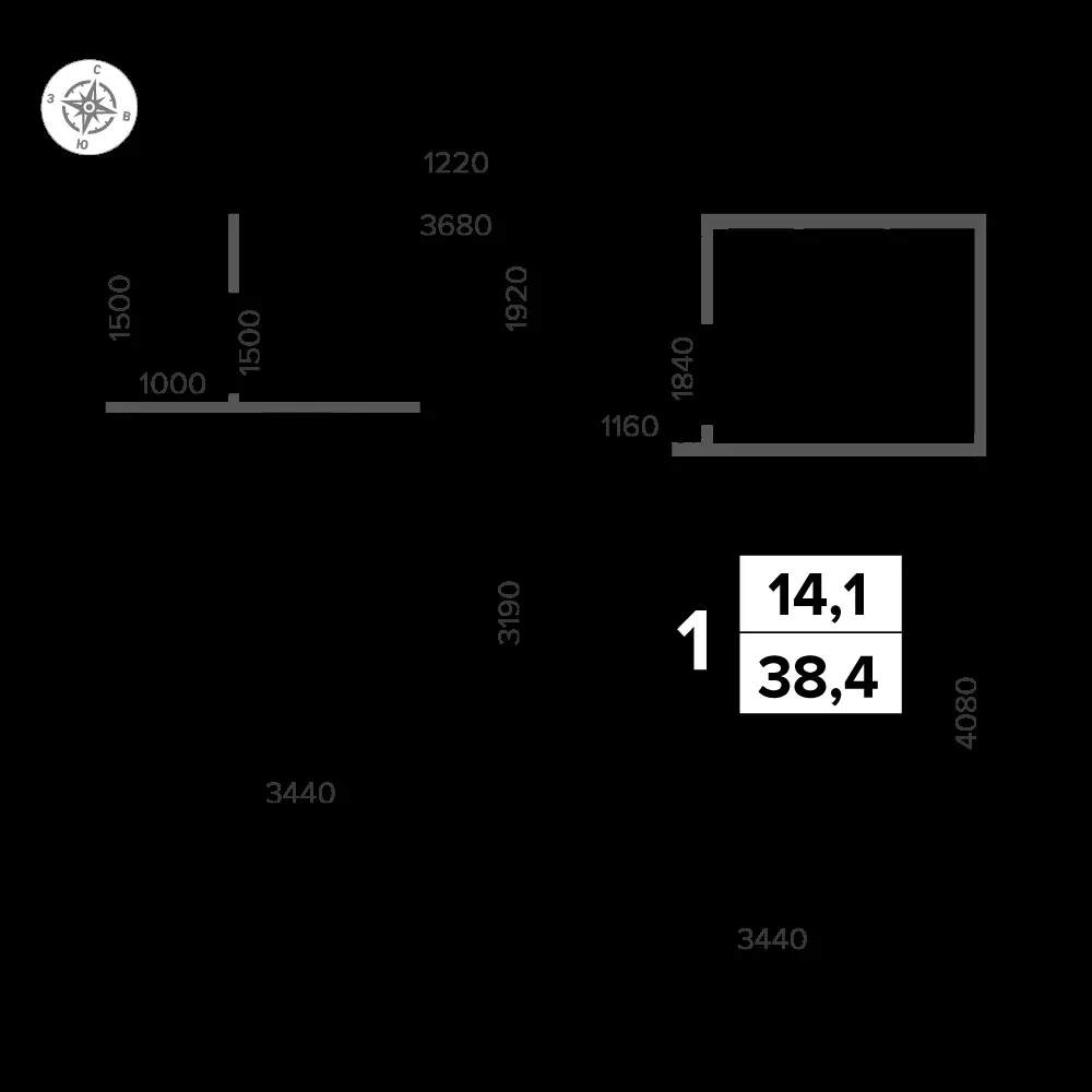 1-комнатная, 38,5 м² — 11 542 108 ₽