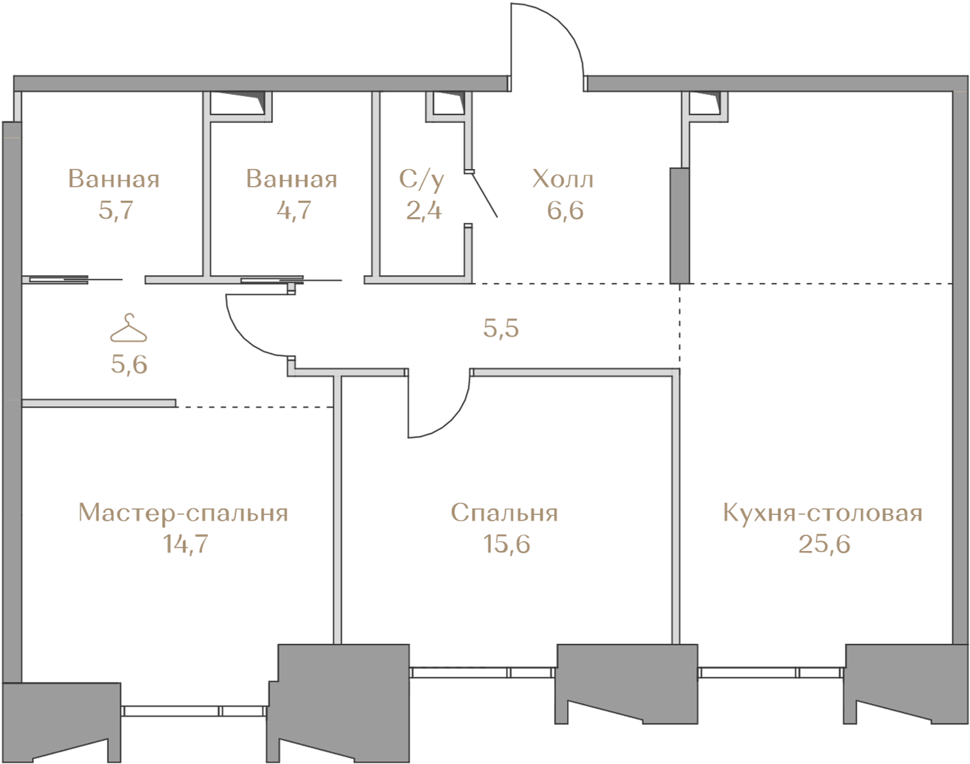 2-комнатная, 86,4 м² — 157 199 000 ₽