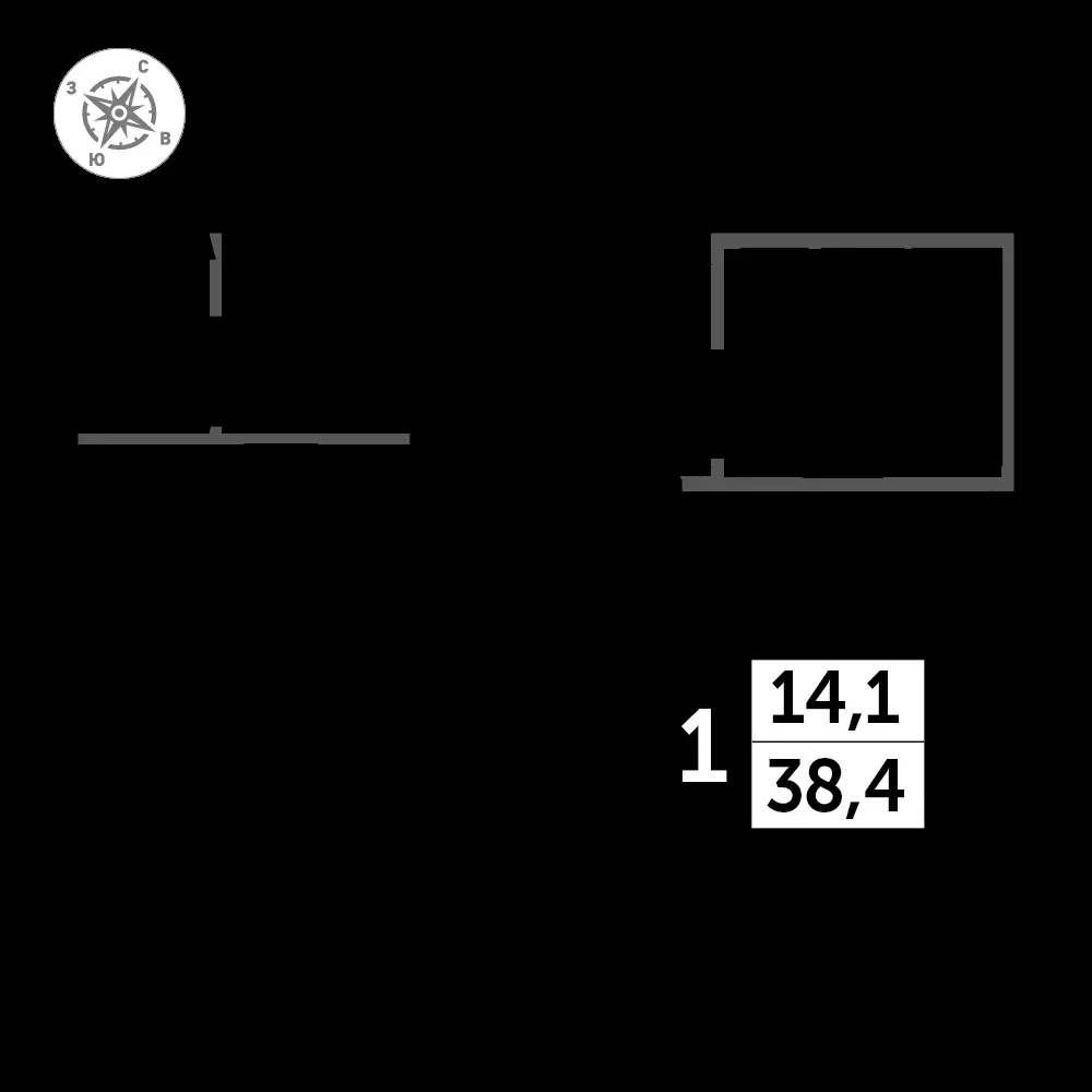 1-комнатная, 38,1 м² — 13 133 984 ₽