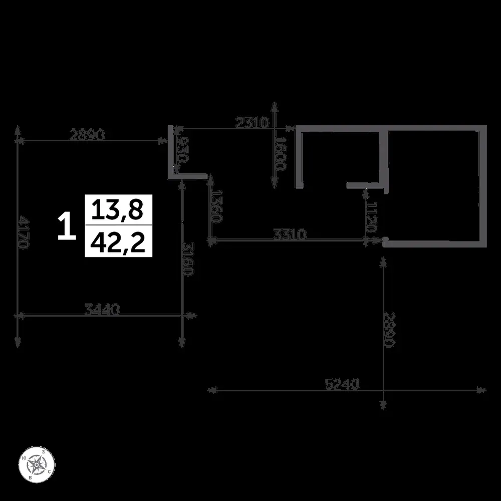 1-комнатная, 43,5 м² — 12 216 540 ₽