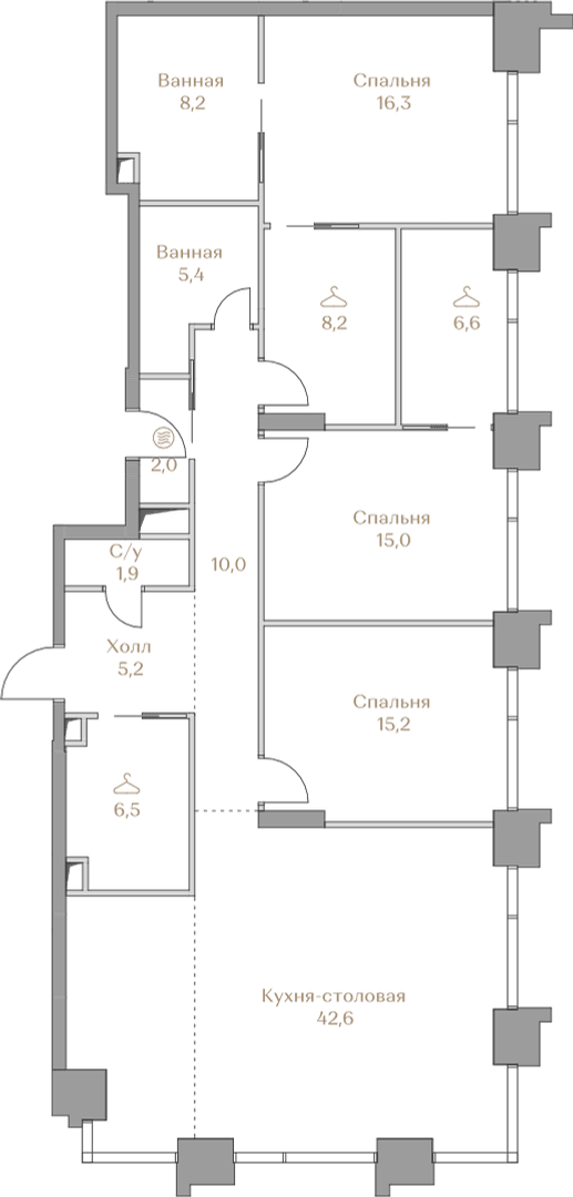 3-комнатная, 143,1 м² — 339 244 000 ₽