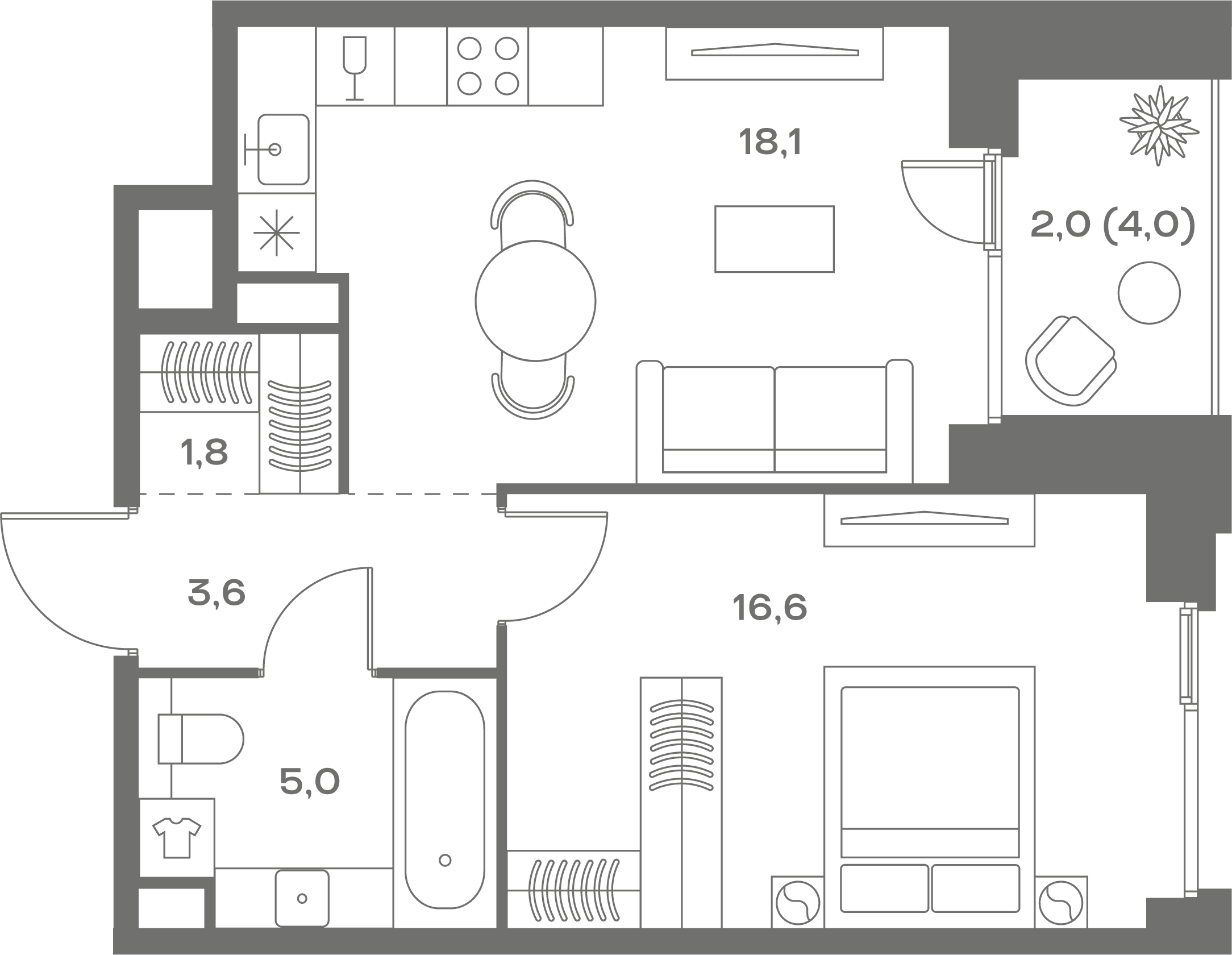1-комнатная, 47,1 м² — 36 818 070 ₽