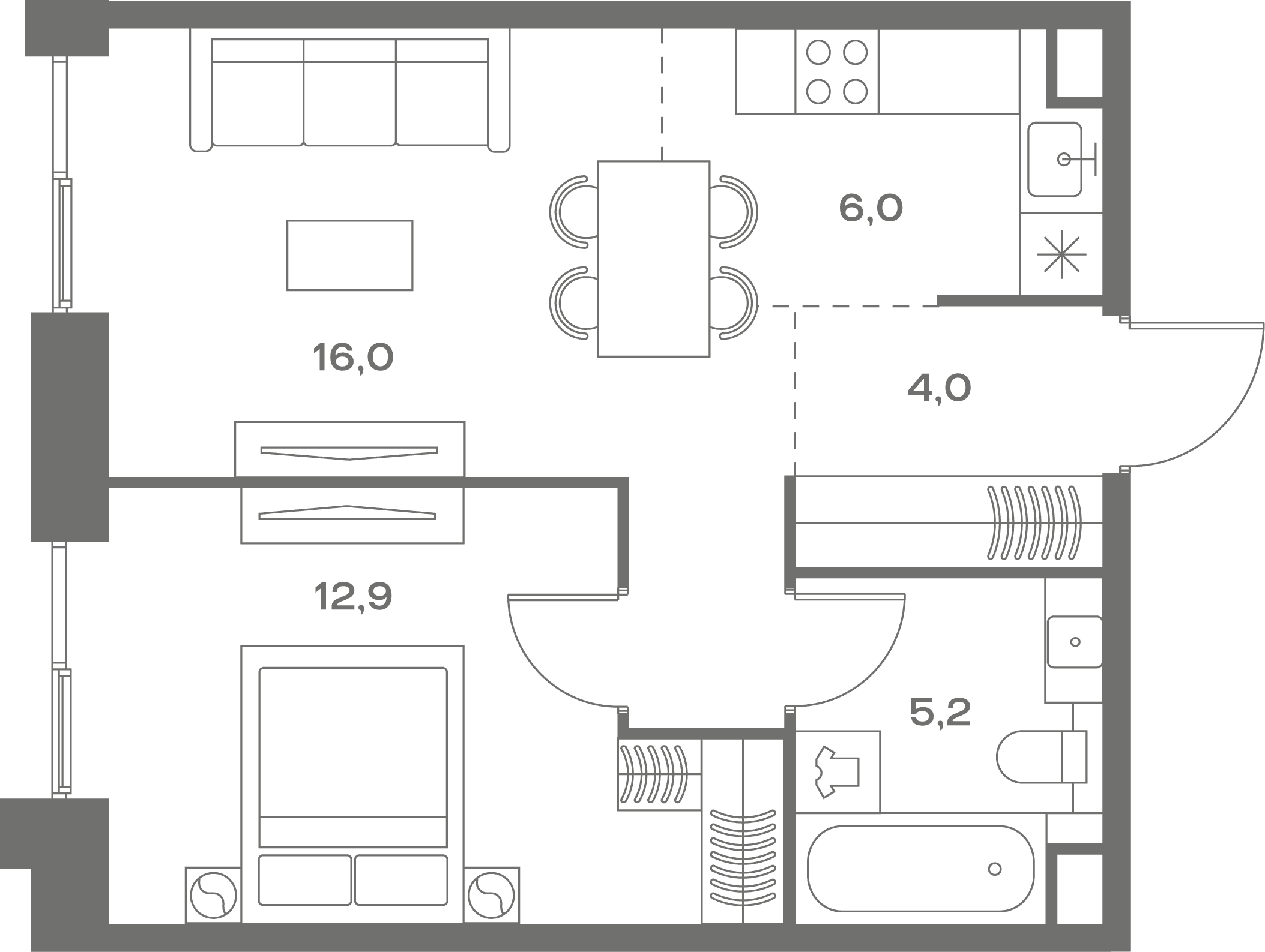 1-комнатная, 44,1 м² — 33 044 130 ₽