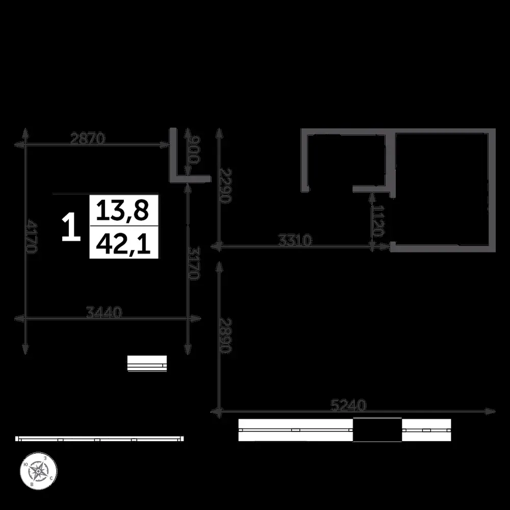 1-комнатная, 43,4 м² — 12 775 007 ₽