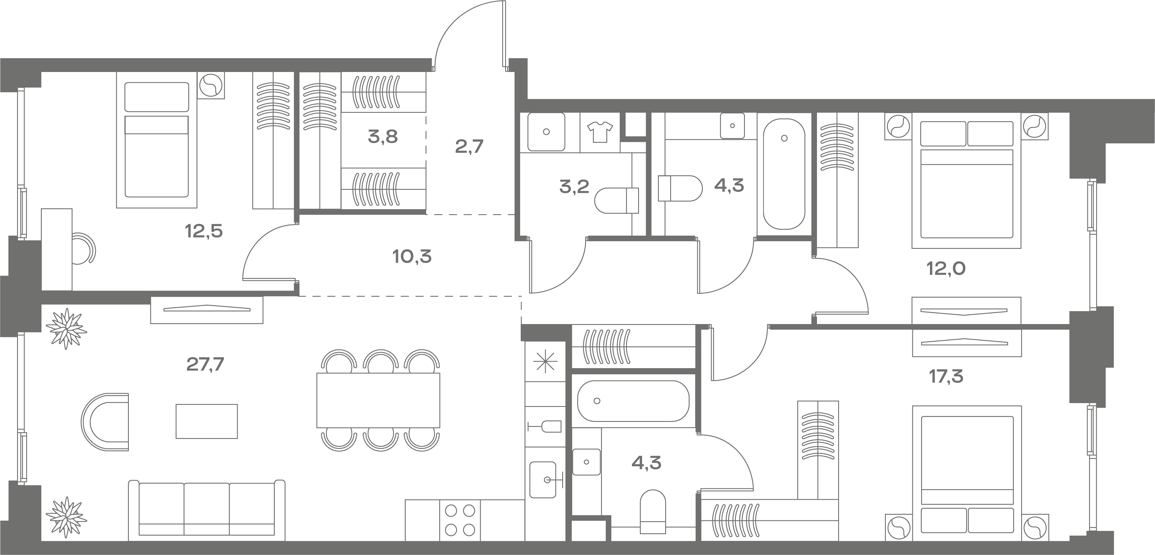 3-комнатная, 98,1 м² — 57 427 740 ₽