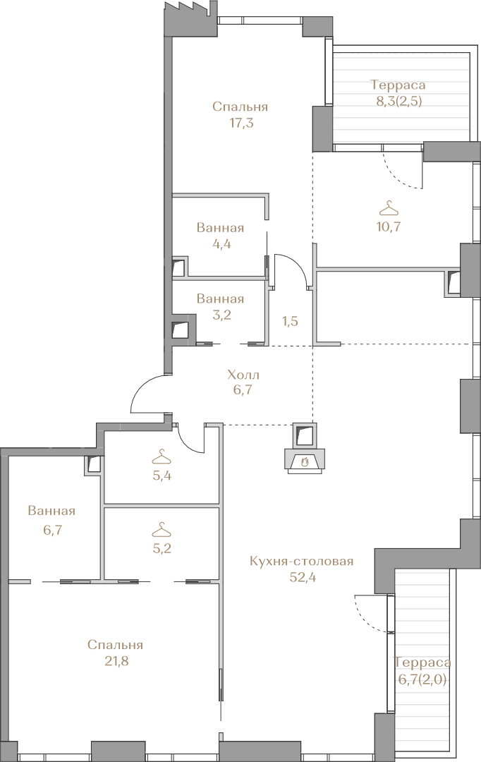 2-комнатная, 139,8 м² — 335 520 000 ₽