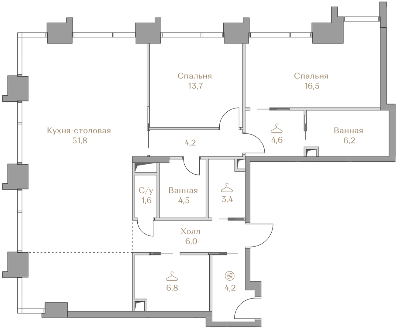 2-комнатная, 123,5 м² — 225 817 000 ₽