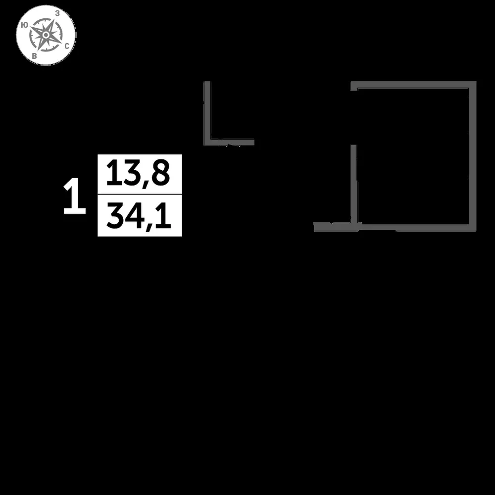 1-комнатная, 34,5 м² — 10 712 423 ₽