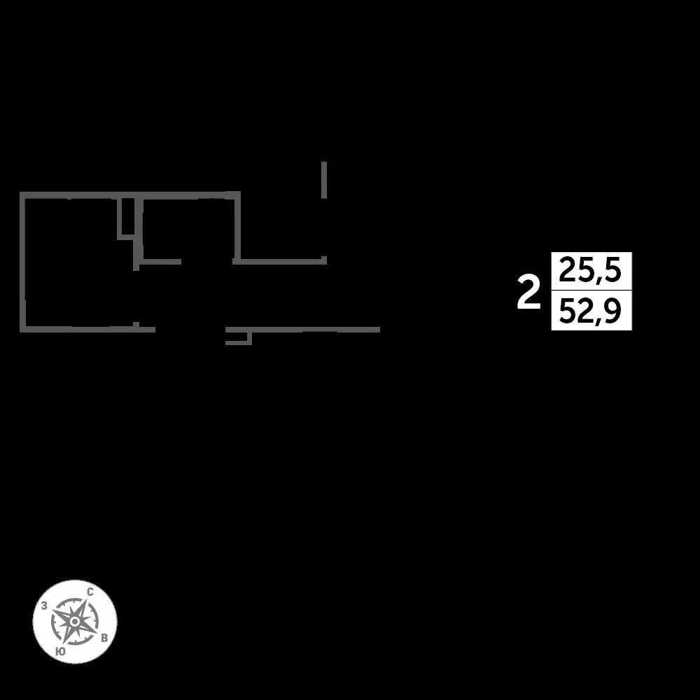 2-комнатная, 53,5 м² — 13 237 773 ₽