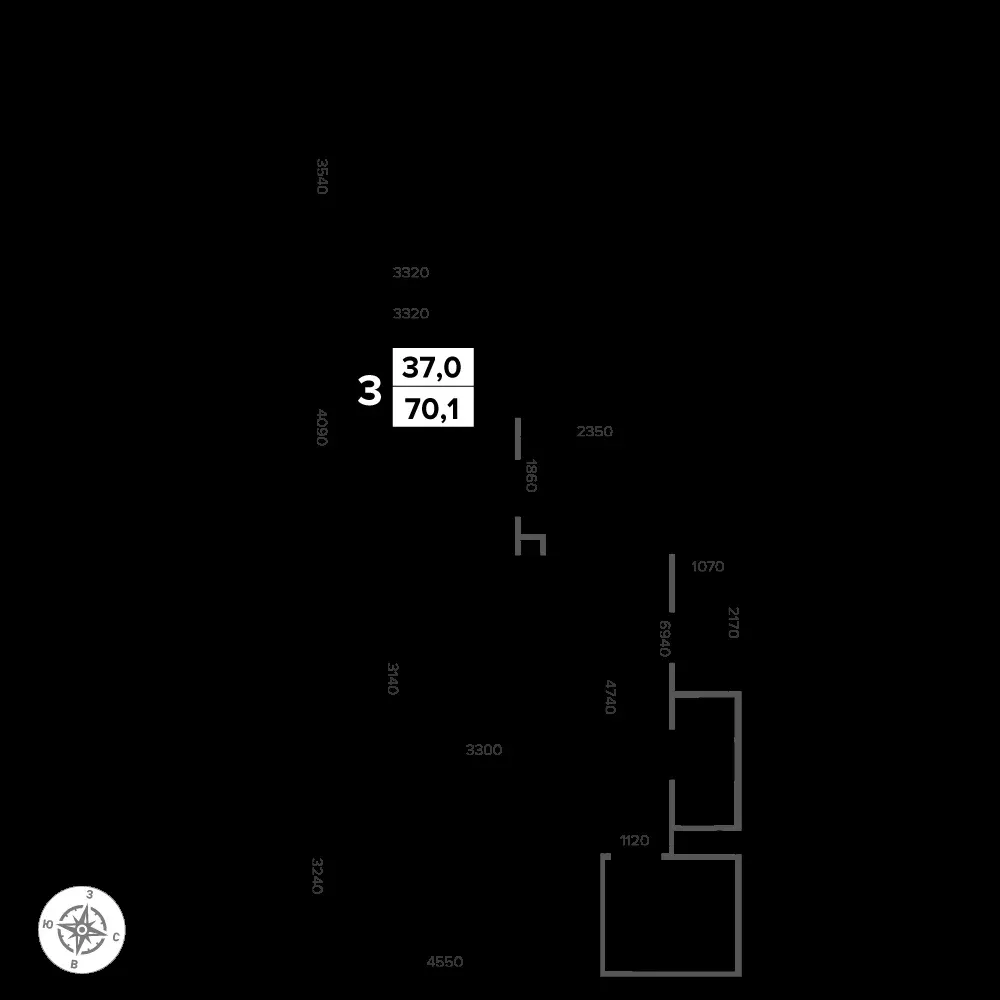 3-комнатная, 70,8 м² — 16 302 762 ₽