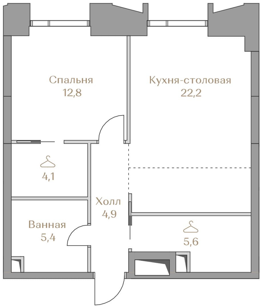 1-комнатная, 55 м² — 91 041 000 ₽