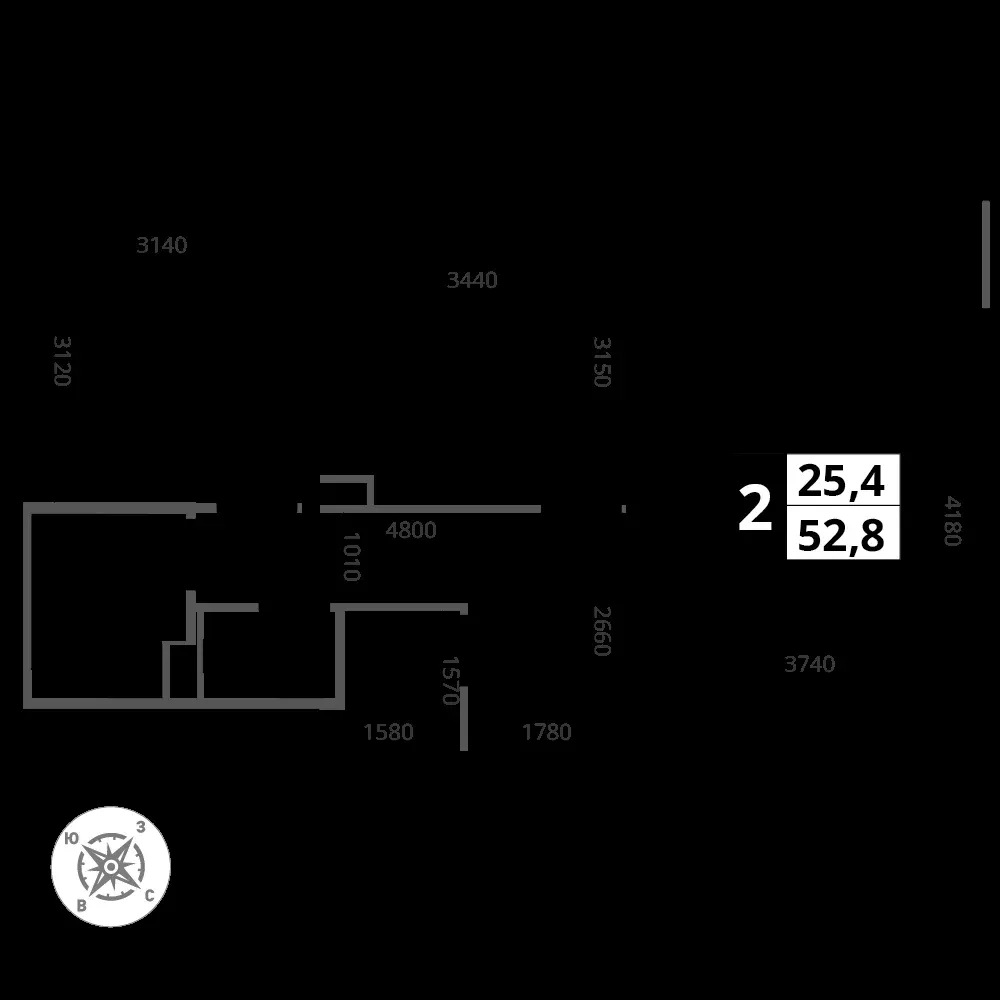 2-комнатная, 52,8 м² — 16 909 939 ₽