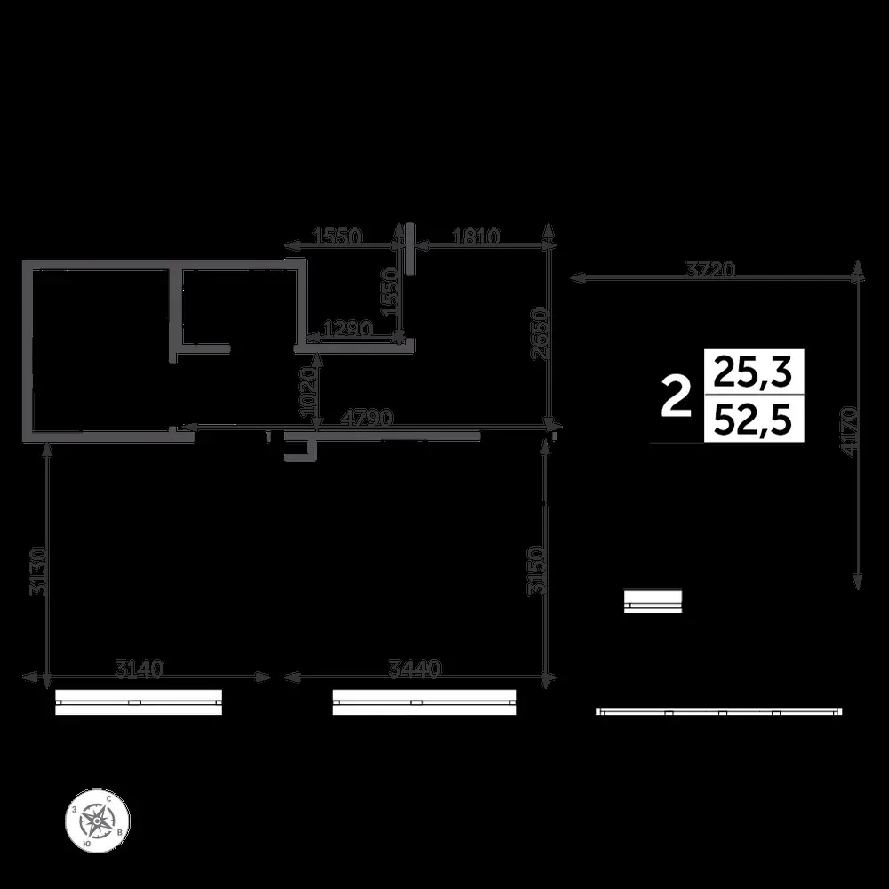 2-комнатная, 53,6 м² — 13 476 648 ₽