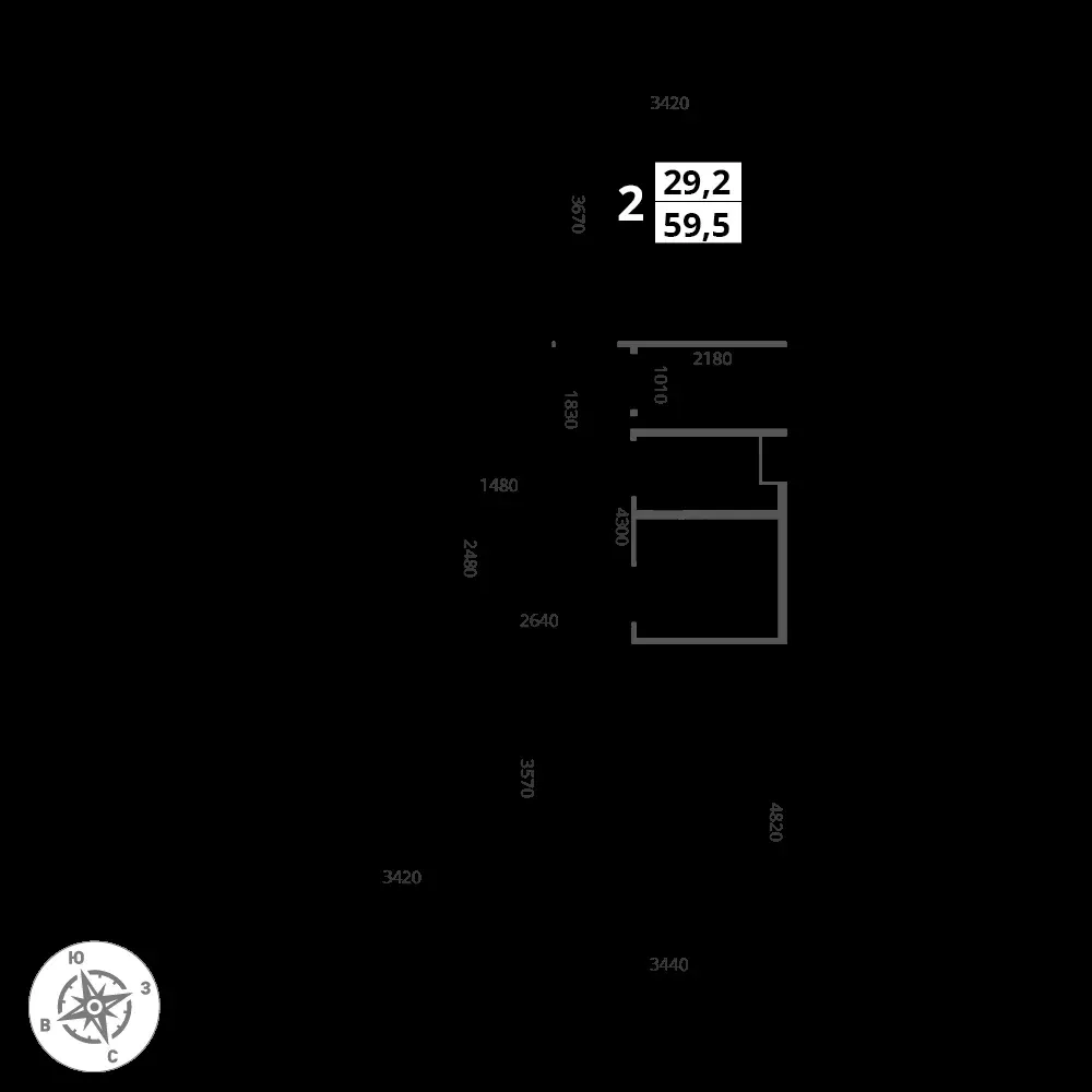 2-комнатная, 59,5 м² — 16 570 750 ₽
