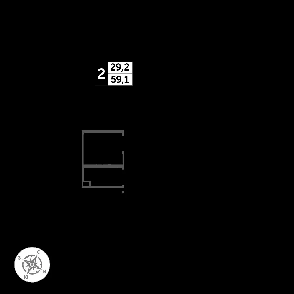 2-комнатная, 60,5 м² — 14 758 975 ₽