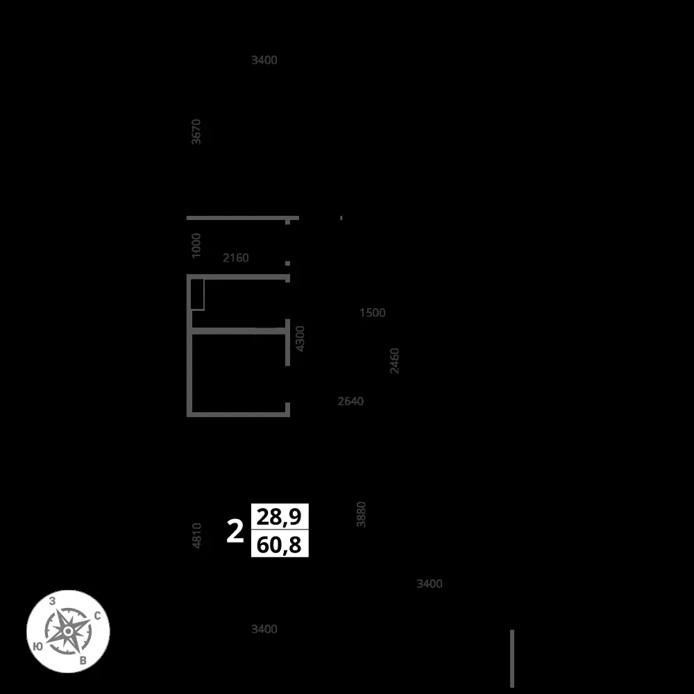 2-комнатная, 60,8 м² — 16 408 400 ₽