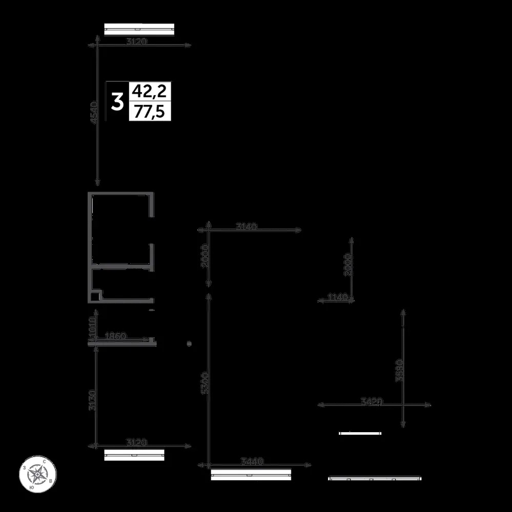 3-комнатная, 77,7 м² — 19 035 878 ₽