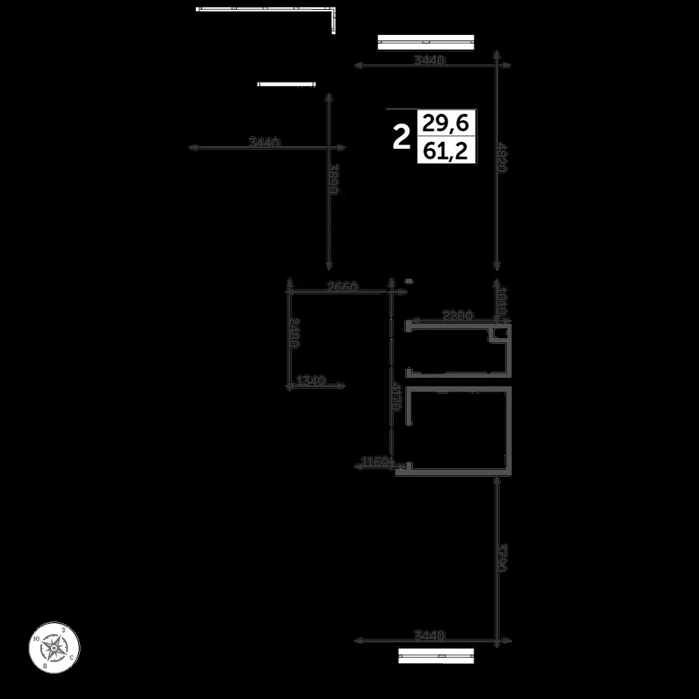 2-комнатная, 62,1 м² — 14 600 331 ₽