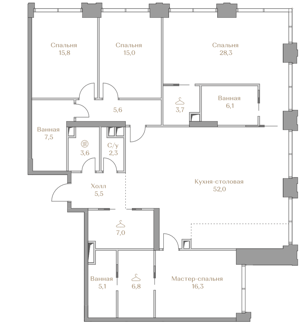 4-комнатная, 180,6 м² — 355 132 000 ₽
