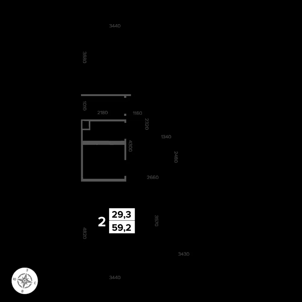 2-комнатная, 60,4 м² — 15 453 340 ₽