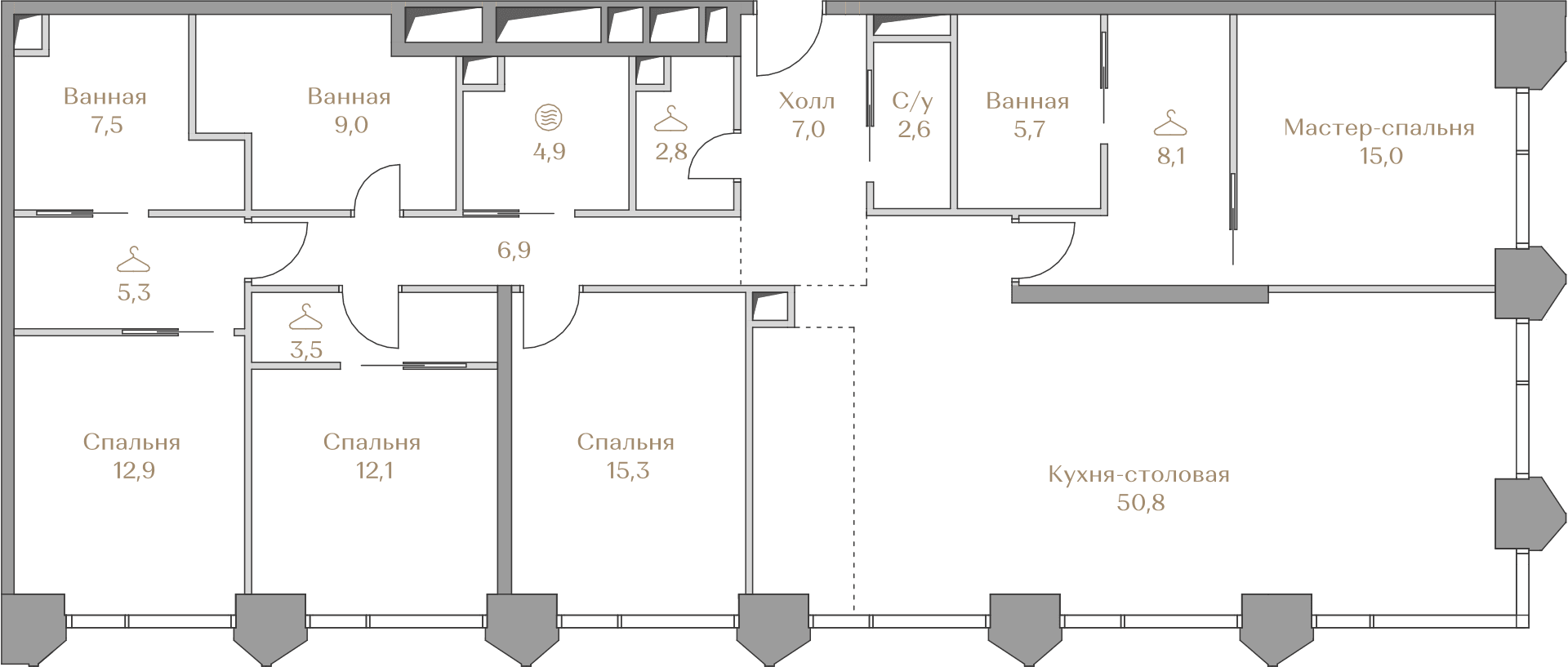 4-комнатная, 169,4 м² — 410 833 000 ₽