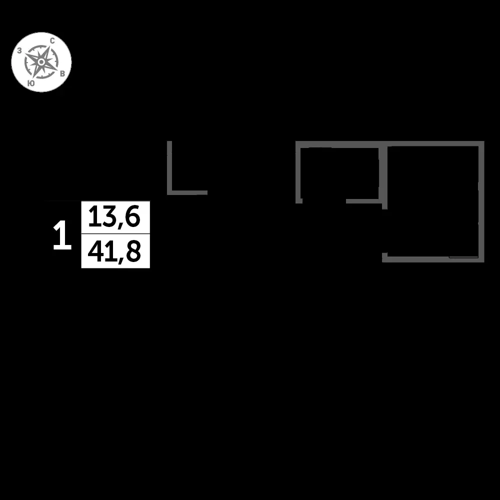 1-комнатная, 42,4 м² — 12 170 708 ₽
