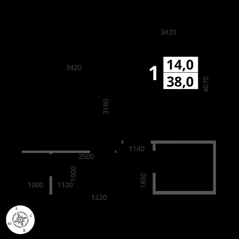 1-комнатная, 38 м² — 11 729 688 ₽