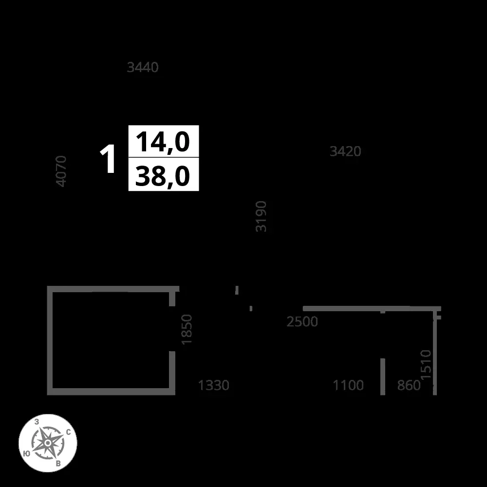 1-комнатная, 38 м² — 12 704 958 ₽