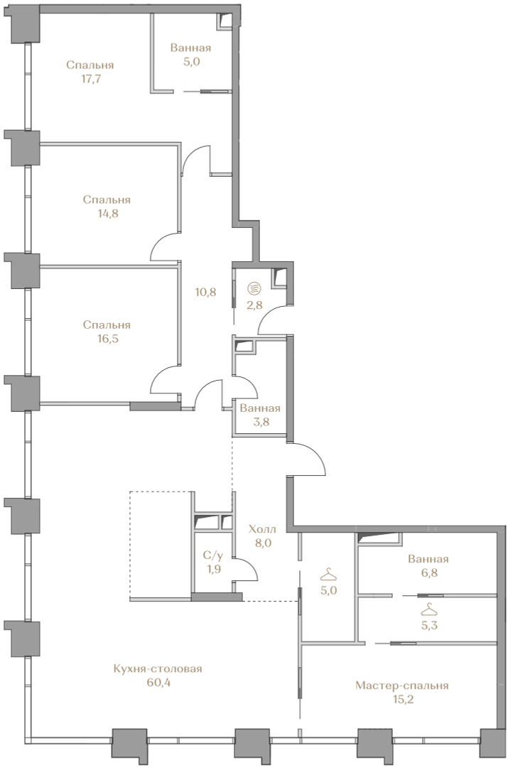 4-комнатная, 174 м² — 353 801 000 ₽