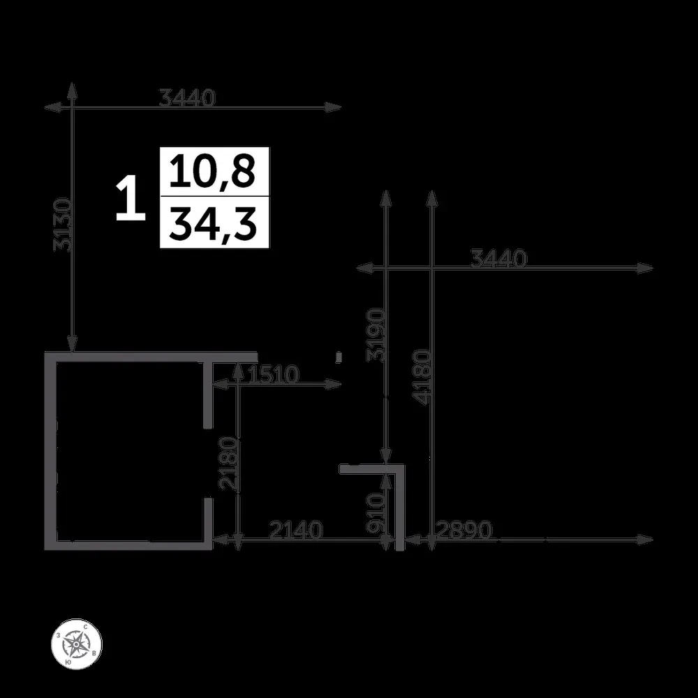 1-комнатная, 34,9 м² — 11 124 375 ₽