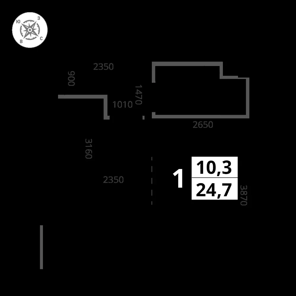 1-комнатная, 25 м² — 10 055 263 ₽