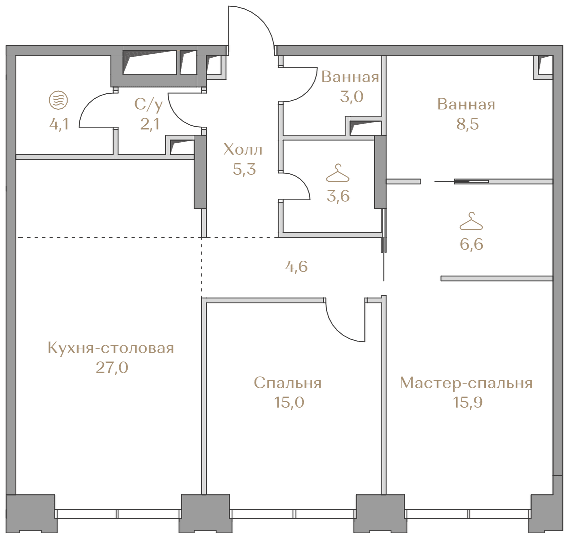 2-комнатная, 95,7 м² — 227 721 000 ₽