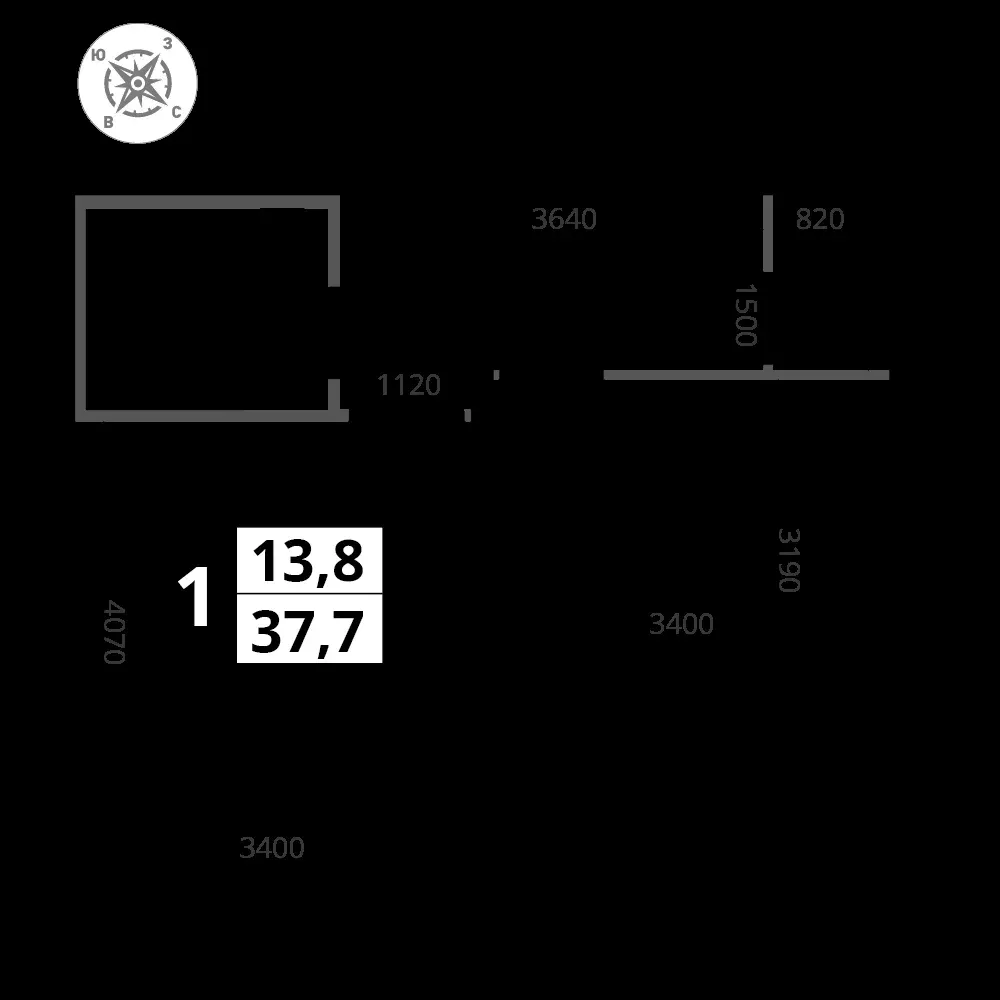 1-комнатная, 38 м² — 12 486 325 ₽