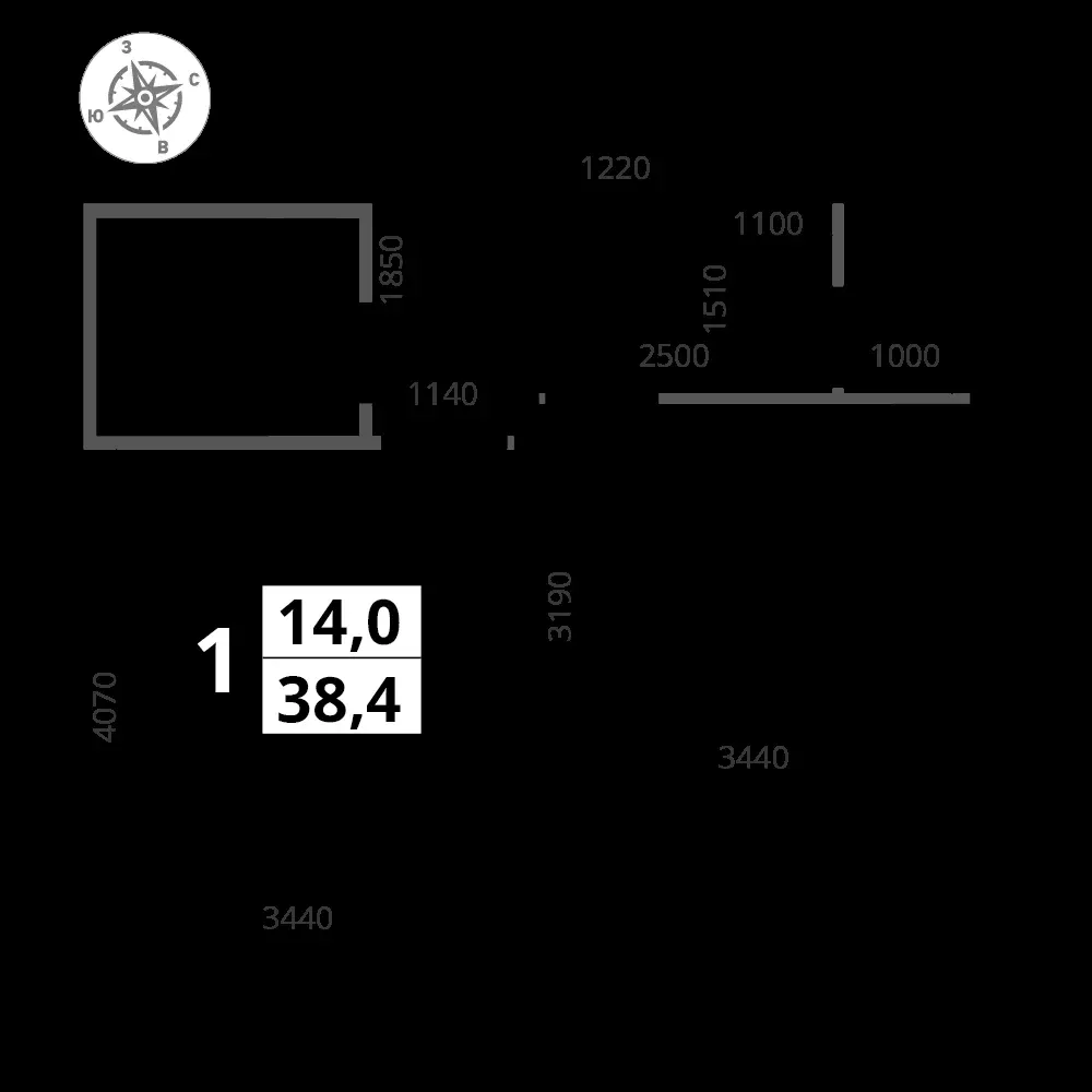 1-комнатная, 38,4 м² — 12 330 701 ₽