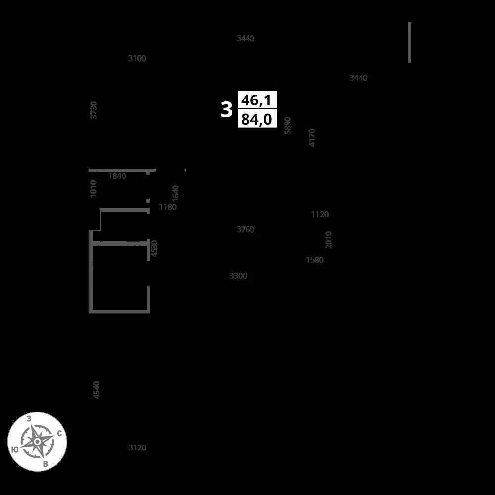 3-комнатная, 84 м² — 18 647 244 ₽