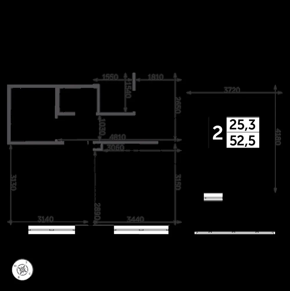 2-комнатная, 53,6 м² — 13 408 308 ₽
