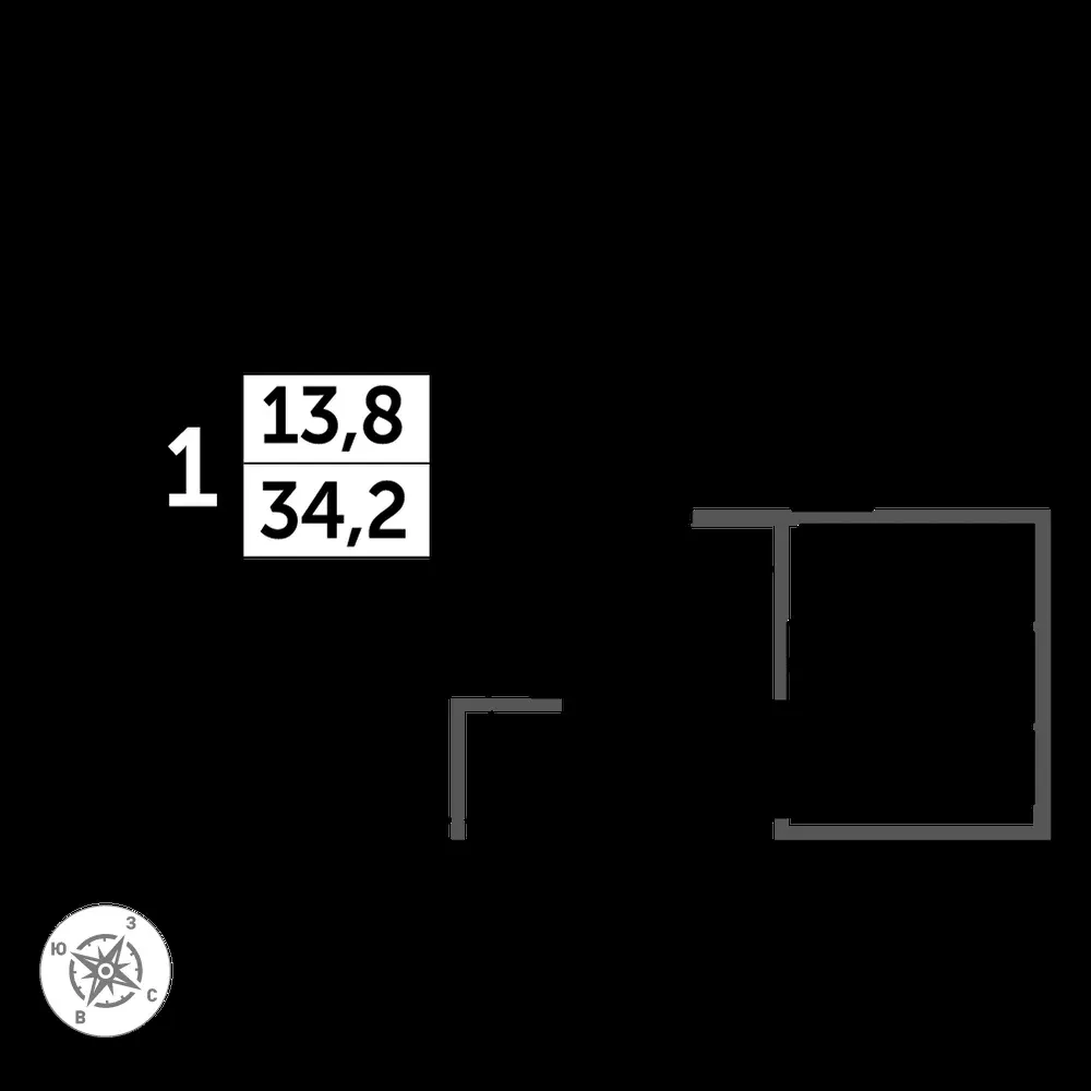 1-комнатная, 34,1 м² — 12 279 001 ₽