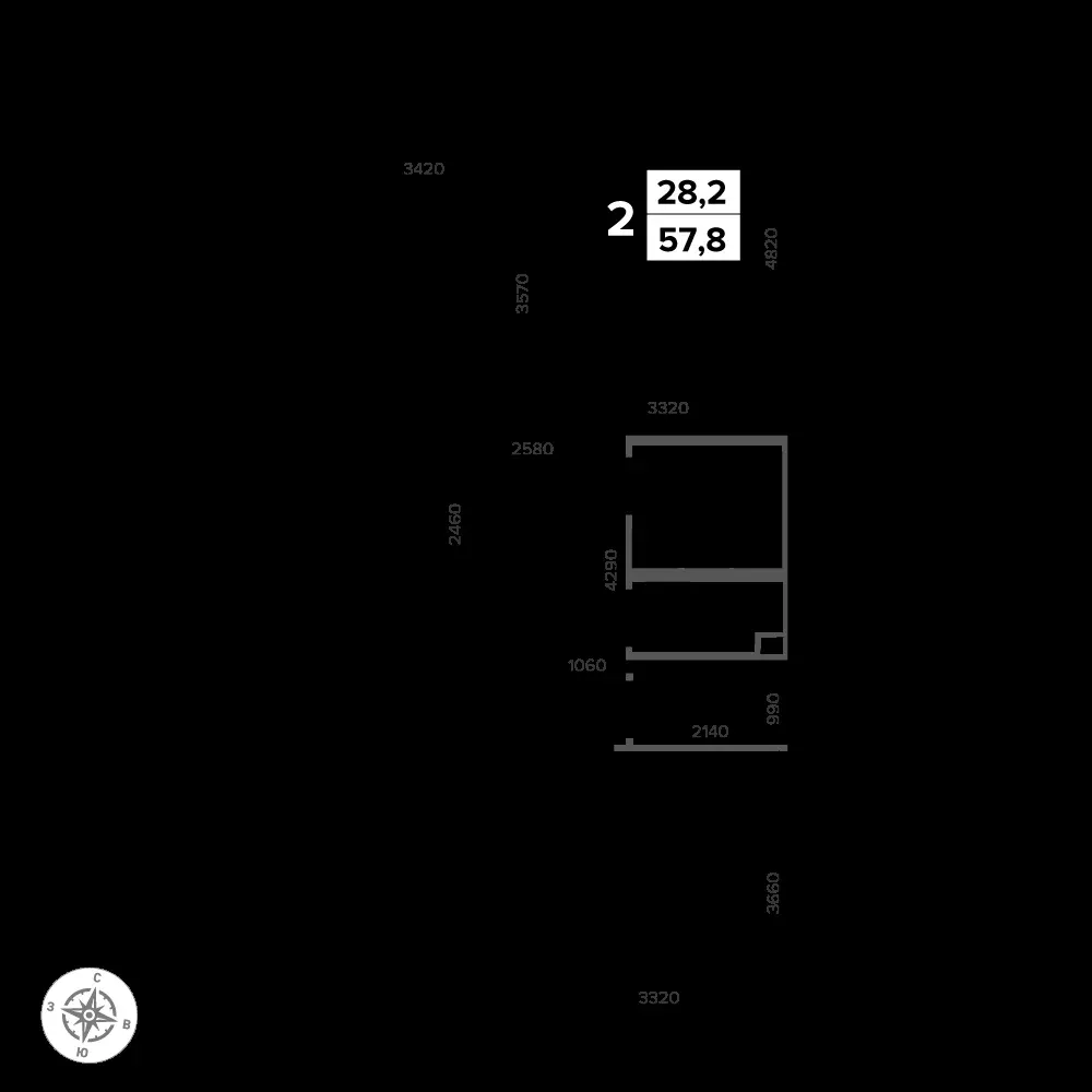 2-комнатная, 58,9 м² — 14 819 240 ₽