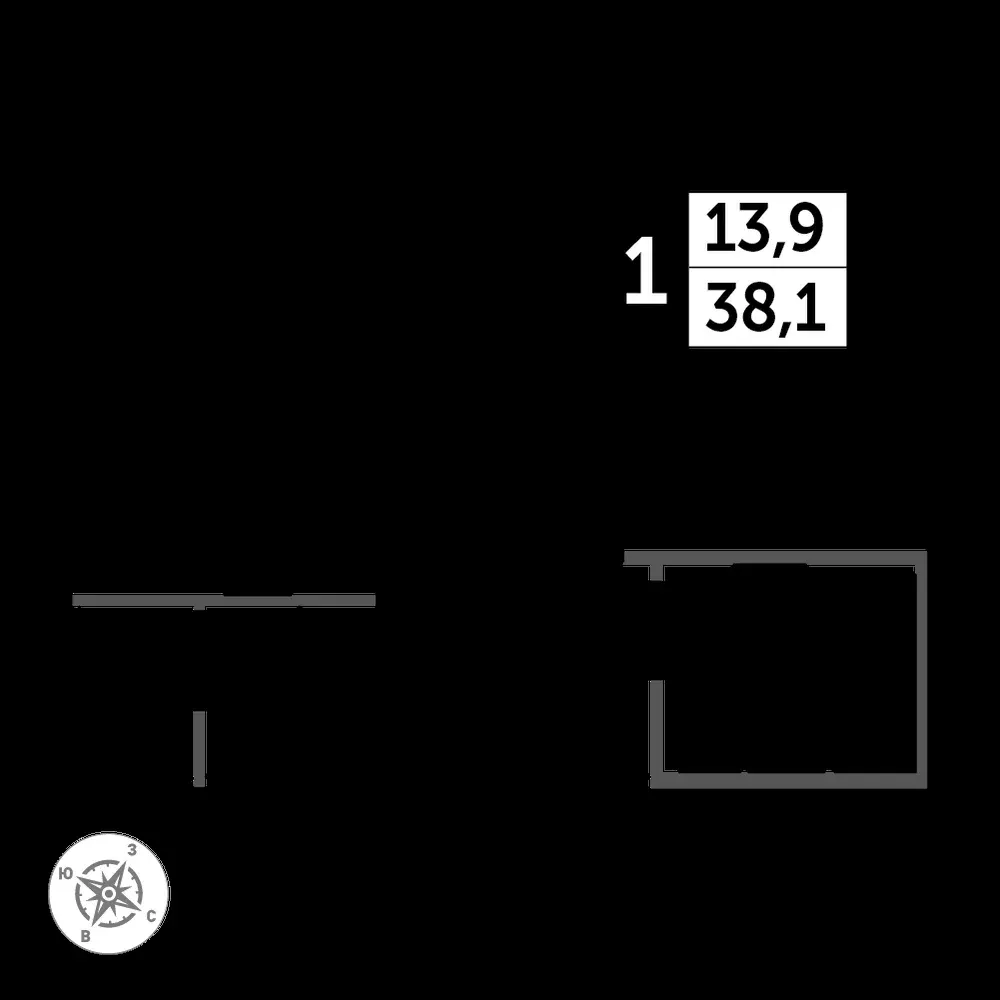 1-комнатная, 38,2 м² — 11 192 409 ₽