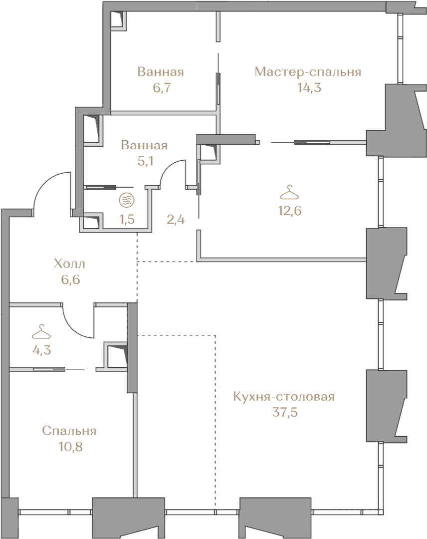 2-комнатная, 101,8 м² — 168 197 000 ₽