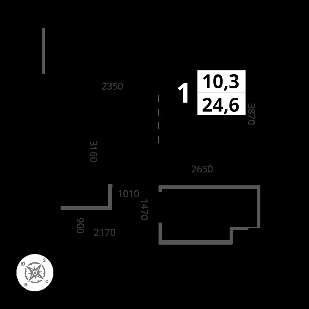 1-комнатная, 25 м² — 9 692 725 ₽